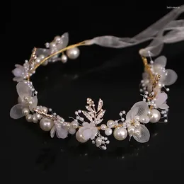 Hair Clips Baroque Pearl Headband Flower Hairband Princess Women Prom Pageant Bridal Wedding Accessories Jewelry Band Tiara