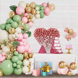 Party Balloons Pink Green Confetti Balloons Garland Arch Kit Birthday Party Decor Kids Adults Wedding Party Supplies Balloon Baby Shower Favours