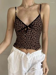 Women's Tanks Clinkly Vintage Beading Leopard Print Corset Top Women V Neck Crop Camis Y2k Streetwear Female Coquette Aesthetic Clothes 2024