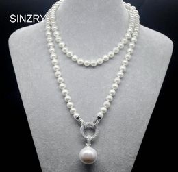 SINZRY exquisite Jewellery AAA cubic zircon simulated pearl pendant long sweater necklaces Korean Party Jewellery accessory V1912123919361