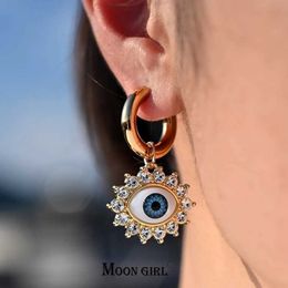 Stud Stainless steel earrings womens rhinestones alloy evil eyes fashionable ear buckles Jewellery accessories moon girls J240513