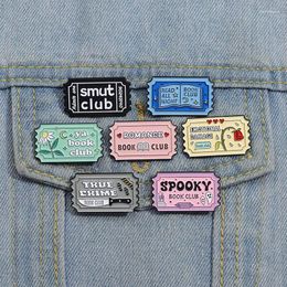 Brooches Book Club Enamel Pins Custom Read All Night Lapel Badges Vintage Stamp Funny Jewellery Gift For Kids Friends