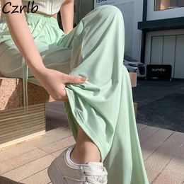 Women's Pants Wide Leg Women Spring Casual Sun Protection Anti-wrinkle Lace-up High Elastic Waist All-match Fresh Breathable Slim Cosy