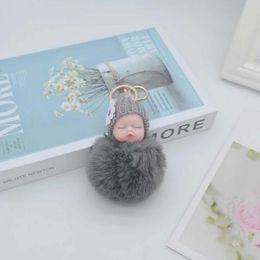 2021 fashion Imitation fox hair DIY key Rings Cute doll fur ball keyring bag car pendant cartoon plush 276T