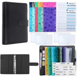 Gift Wrap 31Pcs Budget Organiser Binder PU Leather Cash Envelope System Sets They Are Great For Storage Money Handling Black