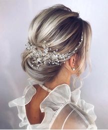 Vintage Rose gold Silver Wedding Accessories bridal headwear Shiny Crystal Hair comb Elegant banquet for women 240516