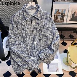 Men's Jackets Spring Autumn Tweed Embroidered Woven Handsome Loose Casual High Street Personalized Oversize Jacket Male Clothes