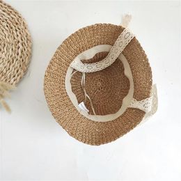 Berets Travel Hat Sunshade Children's Straw Sunscreen Products Tie-up Lovely And Elegant Lace Clothing Accessories Tie