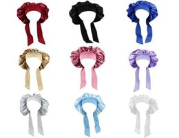Soft Silk Women Night Sleeping Shower Cap High Elastic Ladies Long Hair Care Bonnet Headwrap Cozy Satin Hat Accessories 50PF Beani1104166