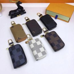 Lanyards 8styles Designer Men Keychains Car Bags Case Unisex Genuine Leather Wallet Holder Women Zipper Smart Keychain Cases Cars Key Chain