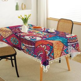 Cotton Linen Printing Coffee Table Cloth Coiffeuse Avec Miroir Et Tabouret Nappe Ronde 10NKKJ01