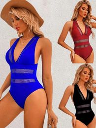 Women's Swimwear 2024 Swimsuit Slim Seaside Conservative One-piece Solid Color