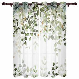 Curtain Abstract Green Leaves Branches Modern Hall Curtains For Living Room Bedroom Window Panels Drapes