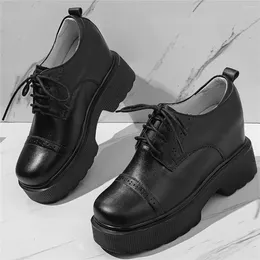 Boots Platform Pumps Shoes Women Genuine Leather Height Increasing Ankle Female Lace Up Square Toe Fashion Sneakers Casual