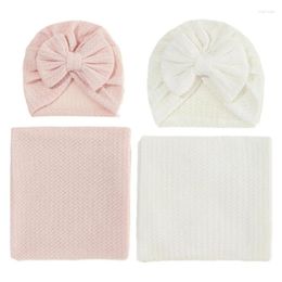 Blankets Baby Throw Towel With Bowknot Hat Soft Infant Receiving Blanket Kindergartens Air Conditioners Quilts For Boy Girls