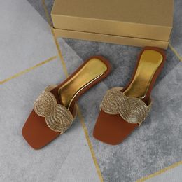 Fashion Designer Women Outside Slippers Shoes Summer Bling Casual Sandals for Lady Breathable Hollow Travel Slides 240517