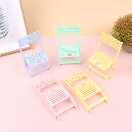 1/12 Dollhouse Miniature Plastic Adjustment Folding Chair Model Furniture Accessories for Doll House Decor Kids Pretend Play Toy