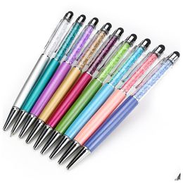 Ballpoint Pens Wholesale Fashion Design Creative Crystal Pen Diamond Stationery Ballpen Stylus 20 Colours Oily Black Refill Dh8575 Drop Dhmnv