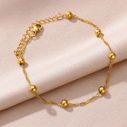 Anklets Beads Chain For Women Gold Colour Waterproof Stainless Steel Anklet 2024 Trend Beach Foot Jewellery Summer Accessories Gift