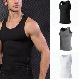 Men's Tank Tops Summer Fitness Sport Vest For Men Fashion Sexy Solid T-Shirt Tees Stretch Compression Workout Base Sports Gym