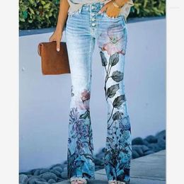 Women's Jeans 2024 Spring Summer Women Casual Flare Pants Fashion Ladies High Quality Plus Size Floral Thin Trousers