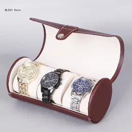 Watch Boxes Oval For Case Men Three Watches Travel Button Storage Display Grey Blue