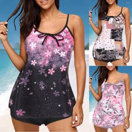 Women's Swimwear Women Two Piece Flowy Tankini Swimsuits With Boyshorts V Neck Swim Tank Tops Bathing Suits 2