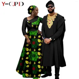Ethnic Clothing African Clothes Print Long Dresses For Women Dashiki Couple Matching Outfits Men Agbada Robe Sets Suits Wedding Attire
