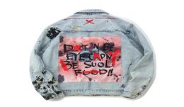 Men Graffiti Denim Jacket Streetwear 2020 Hip Hop Casual Patchwork Ripped Vintage Punk Rock Jeans Coats Outwear chaquetas hombre9233780