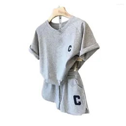 Women's Tracksuits Chic Women Summer Outfit Comfortable Lady T-shirt Shorts Set Loose Above Knee Length Daily Wear