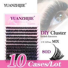 False Eyelashes YUANZHIJIE 10Cases/Lot DIY Segmented Premade Volume Lashes Cluster Eyelash Extension Natural Individual Bundles Makeup