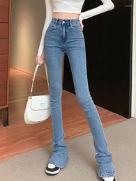 Women's Jeans Stretch Skinny Vintage High Waist Slim Flare Pants 2024 Summer Fashion Korean Women Clothing