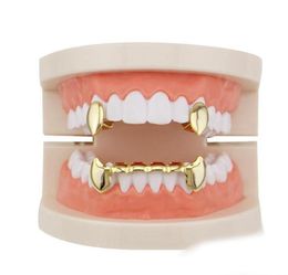 hip hop smooth grillz real gold plated dental grills Vampire tiger teeth rappers body Jewellery four Colours golden silver rose gold 7592849