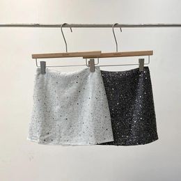 Skirts French Chic Summer For Women Sequins A-line High Waist Female Mini Skirt Elegant OL Causal With Lining Dropship