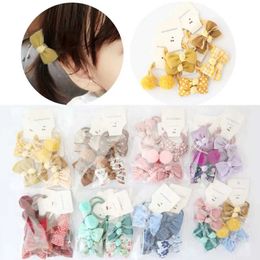 Hair Accessories 10 pieces of childrens and girls hair tie bow elastic rubber band hair rope gum flower small plush ball screw childrens hair accessories WX