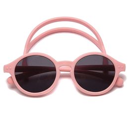 0-4 Years Silical Gel Glasses UV400 Protection TPEE Polarised Strap Baby Girl Flexible Sunglasses with Free Silicone Rope