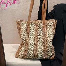 Evening Bags Gusure Fashion Women's Summer Straw Bag Large Capacity Woven Handbag Lady Braided Pouch Beach Shopper Totes Shoulder