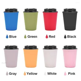 Water Bottles 350ml Coffee Cup Double Layered Portable Mini Wheat Straw Fashionable Car Mounted Aroma Canecas
