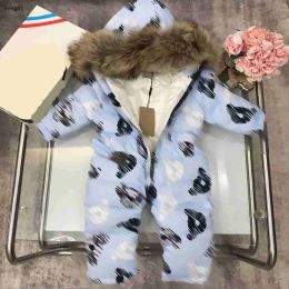 Coat Brand newborn baby jumpsuit Winter warm kids designer clothes Size 75110 Bear pattern print Hooded down boy girl overcoat Dec05