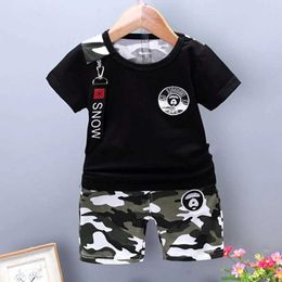 Clothing Sets Summer Baby Boy Clothing Suits Kids Infant Camo Short Sleeve Set T-shirt+ Shorts Toddler Boys Fashion Casual Clothes Sets Y240515