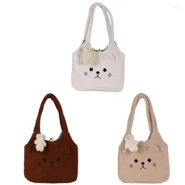 Bag Cute Bear Winter Soft Plush Tote Women Cartoon Embroidery Shoulder Shopper 3 Colours Optional