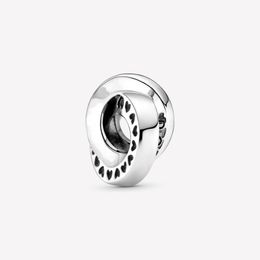 100% 925 Sterling Silver Logo & Heart Bands Spacer Charms Fit Original European Charm Bracelet Fashion Women Wedding Engagement Jewellery 290Q
