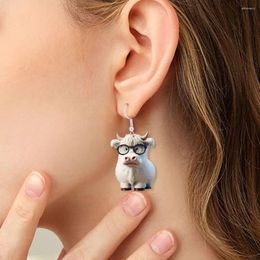 Dangle Earrings Acrylic Highland Cow Hook Fashion Cartoon Shape Lightweight Ear Stud Eardrop Woman
