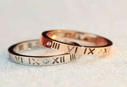 Roman letter cutout Women039s Diamond Ring ladies fashion rose gold ring Roman numeral silver rings Women039s Band Rings7745843