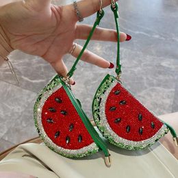 Storage Bags Inlay Rhinestone Mini Wallet Women Coin Purse Diamond Watermelon Cards Organiser Keychain Handmade Bling