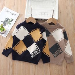 Winter Boys Veet Sweaters Knitted Tops For Kids Girls Sweatshirt Children Pullover Toddler Korean Style Clothes L2405