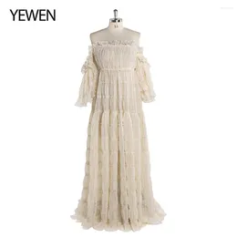 Party Dresses Elegant Off The Shoulder Beach Evening Dress Side Slit Boho Prom Gown Fancy Po Shoot YEWEN YW220511