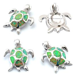 Pendant Necklaces Women Jewellery Necklace Sea Turtle Fashion Green Opal Mexican 925 Stamped Drop Delivery Pendants Dhl6Y