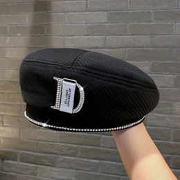 Projektant luksusowy modny berety dla kobiety kapelusz koreański styl ins diamentowy