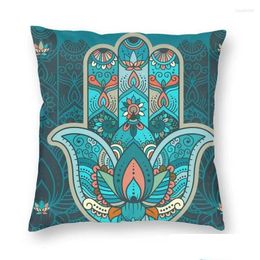 Cushion/Decorative Pillow Petrol Hamsa Hand Of Fatima Henna Design Er Two Side Print Throw Case For Sofa Custom Pillowcase Decoratio Dhyrc